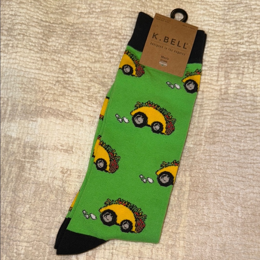 NWT Mens K.Bell Green Taco Truck Knee Socks
